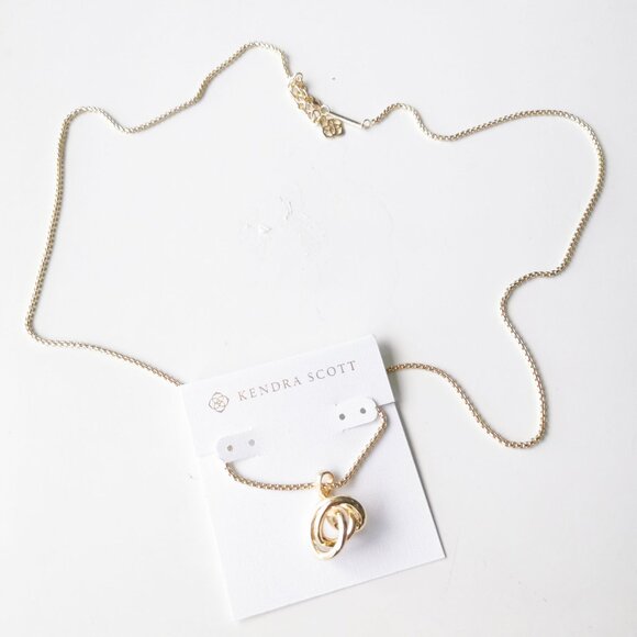 Kendra Scott Gold Pendant Necklace Presleigh Love Knot Jewelry - Picture 4 of 5
